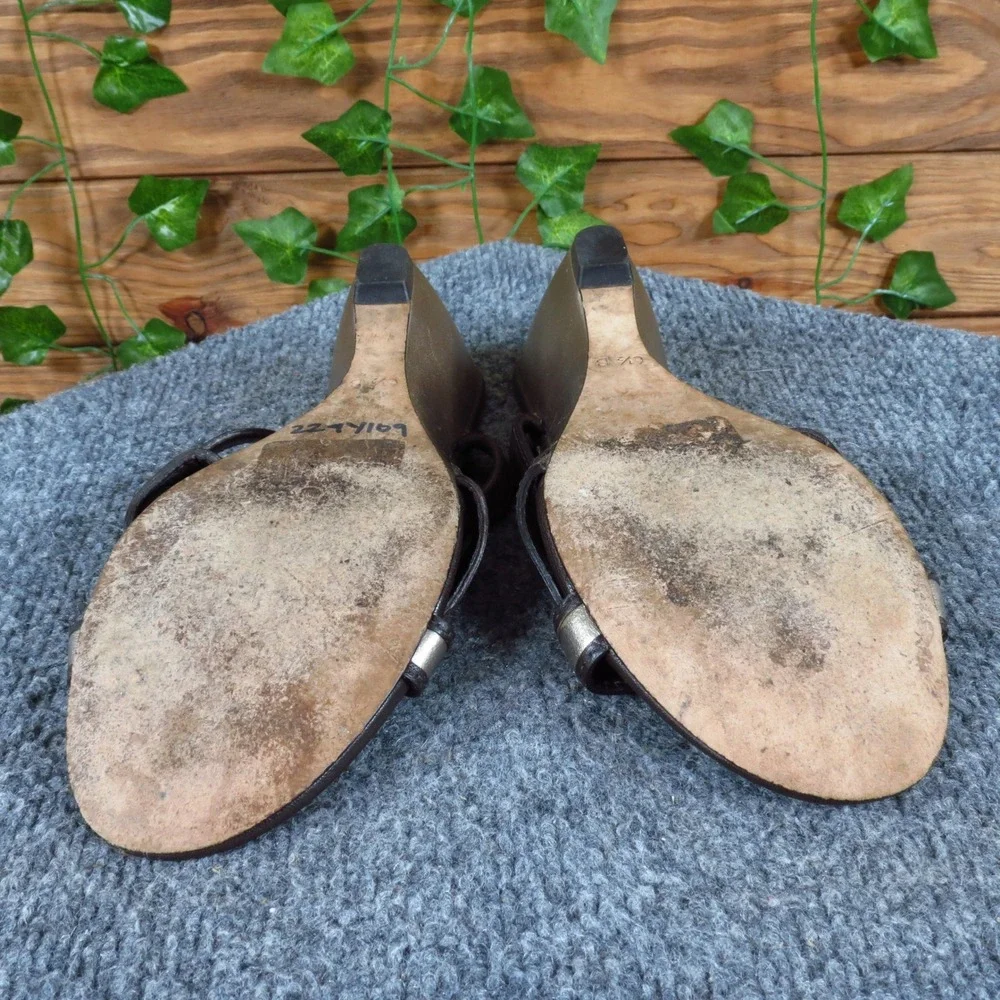 Cole Haan D27090 Women Wedge Sandal Size 6.5 Dress Casual Brown Metallic Leather